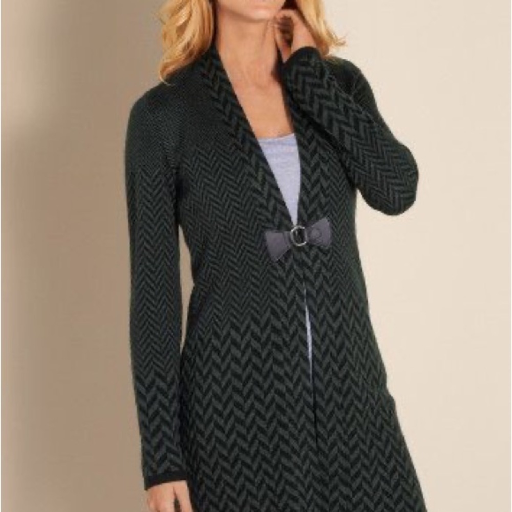 Soft Surroundings NWOT Grey/ black herringbone West Saxon cardigan. XL